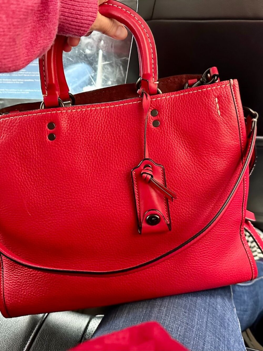 COACH Rogue 1941 Red pebbled Leather 3way satchel bag tote Rare color